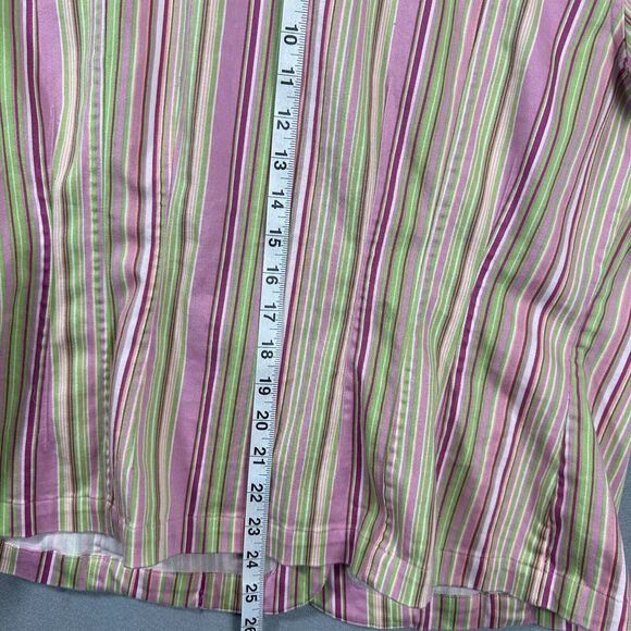 CJ Banks Womens Metal Button up Shirt Jacket Collar Striped Pink Size 1X - Picture 10 of 11